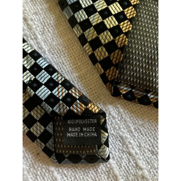 COLOURS by ALEXANDER JULIAN Neck Tie black beige diamond Pattern - Picture 4 of 5
